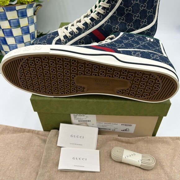 Men’s Gucci 1977 tennis off the grid high top sneakers size 14.5 made in Italy - Picture 6 of 7
